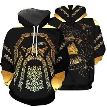 Pretty Black Orange Bird Donkey Pattern Tattoos Hoodie