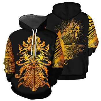 Fashion Black Yellow Owl Pattern Tattoos Hoodie