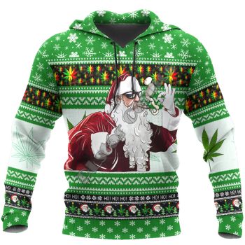 Precious And Cute Green Santa Claus Pattern Christmas Hoodie