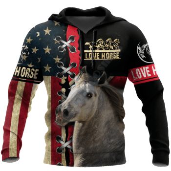 Elegance Black Horse Pattern Animals Hoodie