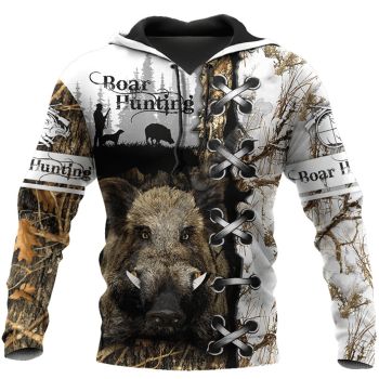 Loose Brown White Wild Boar Pattern Animals Hoodie