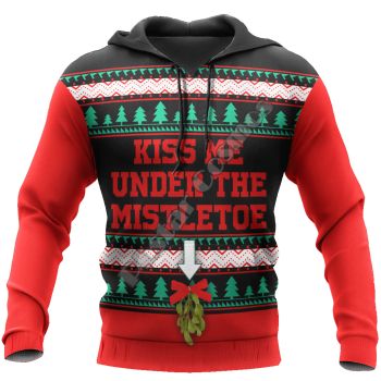 Pretty And Vintage  Red Tree Gift Box Pattern Christmas Hoodie