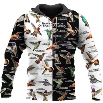 Cute Black White Bird Pattern Animals Hoodie