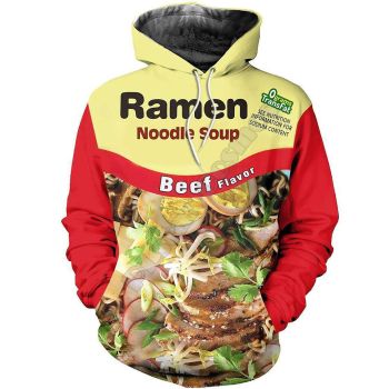 Loose And Fashion Red Yellow Meat Pattern Animals Hoodie