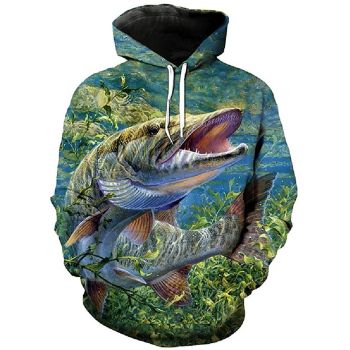 Elegance Green Fish Pattern Animals Hoodie