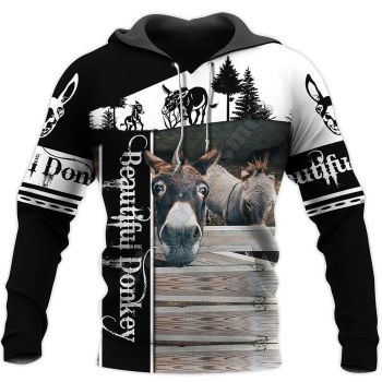Precious Black White Donkey Pattern Animals Hoodie