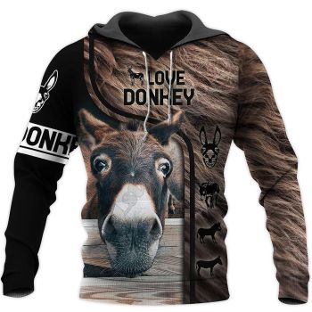 Vintage  Brown Donkey Pattern Animals Hoodie