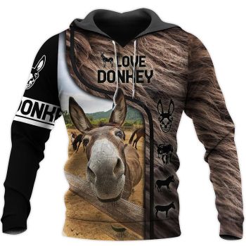Loose Brown Donkey Pattern Animals Hoodie