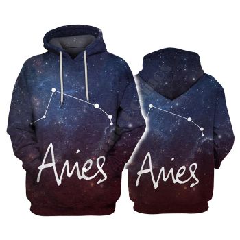 Street Style Blue Pruple Aries Pattern Constellation Hoodie