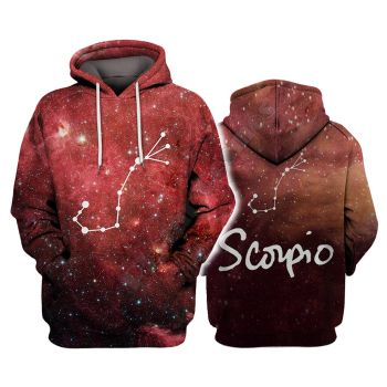 Gorgeous Red Scorpio Pattern Constellation Hoodie