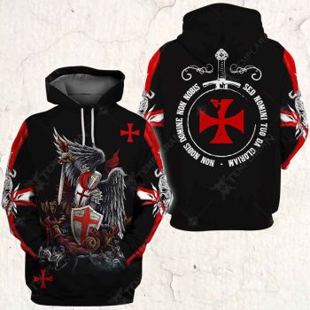 Fashion Black White Crusader Knight Pattern Armor Hoodie