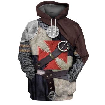 Precious And Cute Brown Crusader Knight Pattern Armor Hoodie