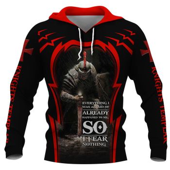 Loose Black Red Crusader Knight Pattern Armor Hoodie