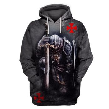 Precious Black Crusader Knight Pattern Armor Hoodie