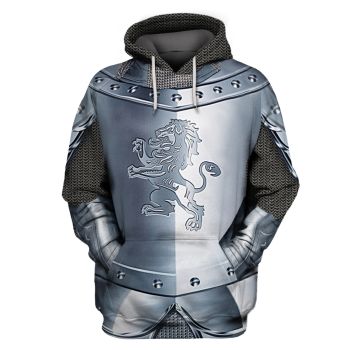 Generous And Beautiful Blue Crusader Knight Pattern Armor Hoodie