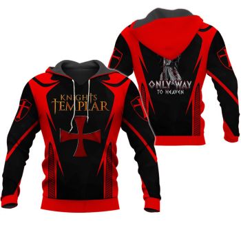 Precious Black Red Crusader Knight Pattern Armor Hoodie