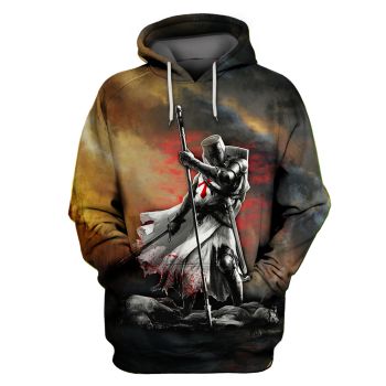 Street Colorful Crusader Knight Pattern Armor Hoodie