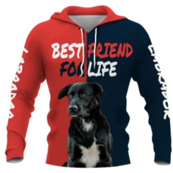  Generous And Beautiful Red Blue Dog Pattern Animals Hoodie
