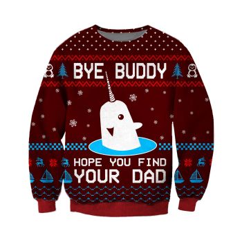 Bye Buddy Knitting Pattern 3D Print Ugly Christmas Sweater Hoodie All Over Printed
