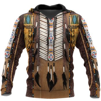 Cute Brown Feather Pattern Indians Hoodie