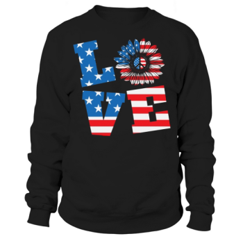 4th of July American Flag Love Sweatshirt