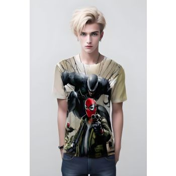 Abstract Venom - Venom Face Abstract T-Shirt in Deep Black