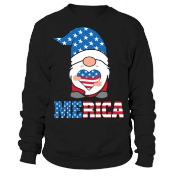 4th of July Gnome Heart USA Flag Sweatshirt