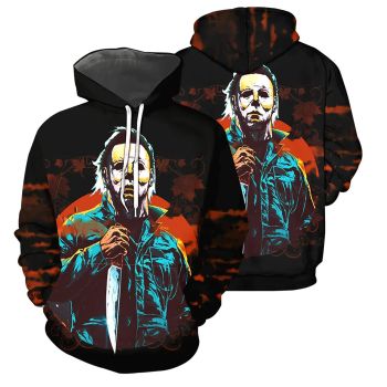  Temperament Black Skull Knives Pattern Halloween Hoodie