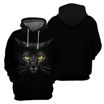  Generous And Beautiful Black Cat Pattern Animals Hoodie