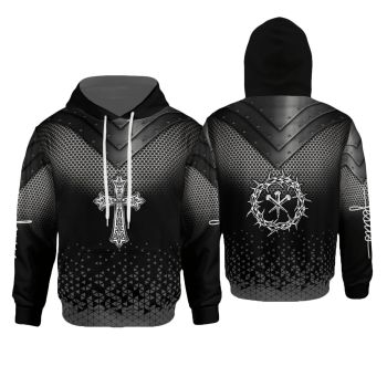 Classical And Elegance Black Crosses Pattern Jesus Hoodie