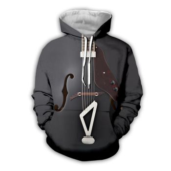 Gorgeous Grey Strings Pattern Music Hoodie