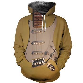 Loose And Fashion Brown Strings Pattern Music Hoodie
