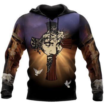  Street Brown Crosses Pattern Jesus Hoodie