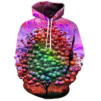 Temperament Colorful Tree Pattern Bitcoin Hoodie