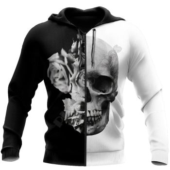 Popular Black White Skull Pattern Skull Hoodie