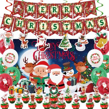 Christmas, Christmas party background decoration, Santa Claus decoration set