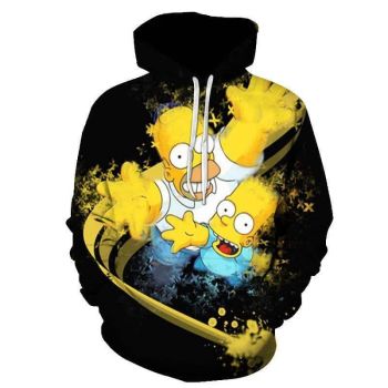 3D Cartoon Printing Hoodies &#8211; Homer Simpson And His Son Sweatshirt