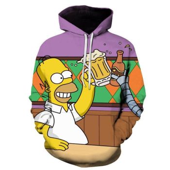 3D Cartoon Printing Hoodies &#8211; Homer Simpson And His Son Sweatshirt