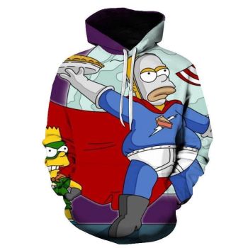 3D Cartoon Printing Hoodies &#8211; Homer Simpson And His Son Sweatshirt