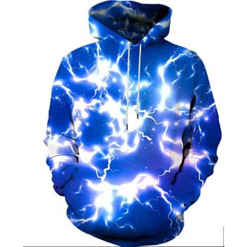 Fashion And Gorgeous Blue Lighting Pattern Bitcoin Hoodie