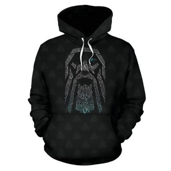 Loose And Fashion Black Totem Pattern Tattoo Hoodie