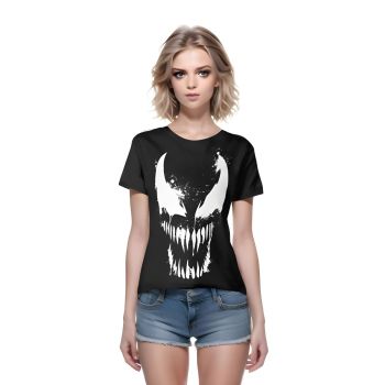 Tattooed Venom - Venom Face Tattoo T-Shirt in Deep Black