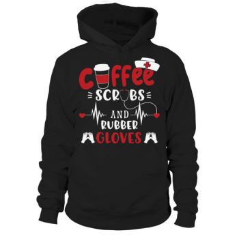 Nurse Coffee scrubs and rubber gloves Hoodies