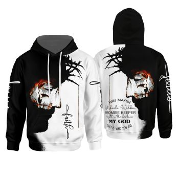  Pretty Black White Crosses Pattern Jesus Hoodie