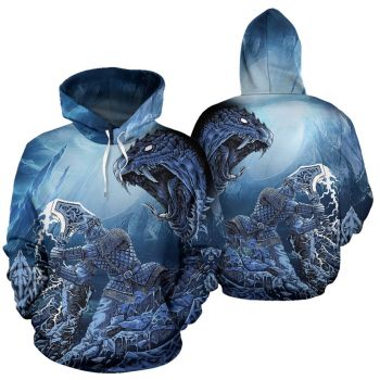 Precious Blue Dragon Pattern Tattoo Hoodie