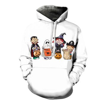 Halloween Costumed 3D White Hoodie