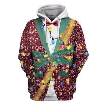  Pretty And Vintage  Red Tie Pattern Christmas Hoodie