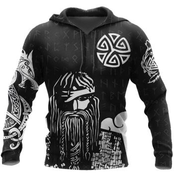Loose And Fashion Black White Totem Pattern Tattoo Hoodie