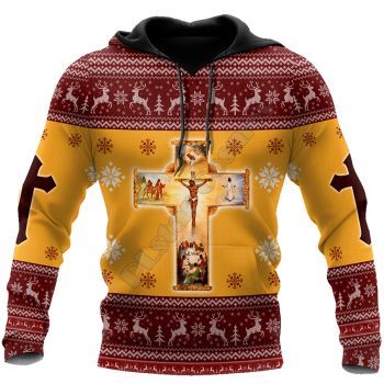 Precious Yellow Crosses Pattern Christmas Hoodie