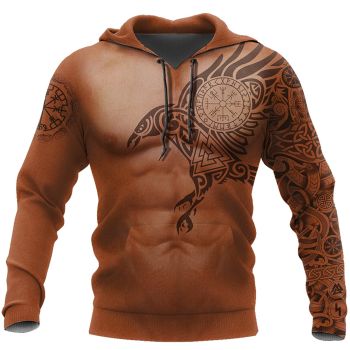 Generous And Beautiful Brown Owl Pattern Tattoo Hoodie